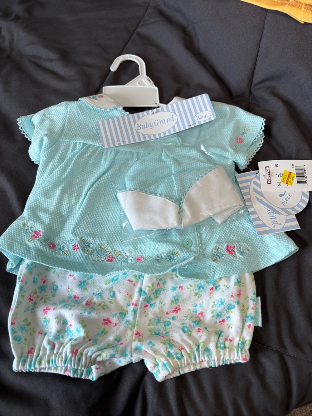 Baby Grand Mint Floral Baby Pajama Set with Bonnet